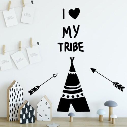 Cute Wall Vinyl I Love Tribe Quote Wall Sticker Waterproof Wallpaper For Children Room Decor Kids Wall Decals Mural