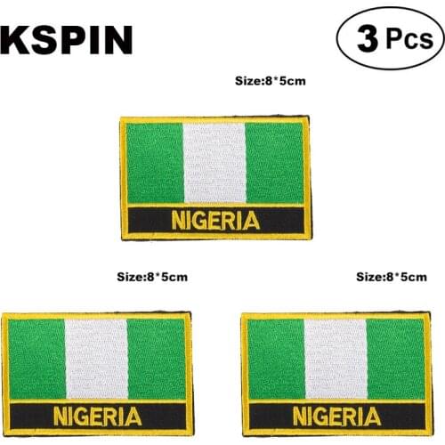 Nigeria Rectangular Shape Flag patches embroidered flag patches national flag patches for clothing DIY Decoration