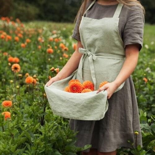 Nordic Simple Florist Apron 100% Linen Gardening Coffee Shops Kitchen Aprons For Cooking Baking Restaurant Apron Adult and Child