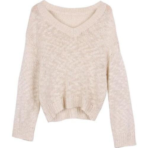 DFXD Girls Clothes Spring Full Sleeve Loose Bottoming Knitwear Beige V-neck Korean Girls Sweaters Big Girls Outfits 5-14Years