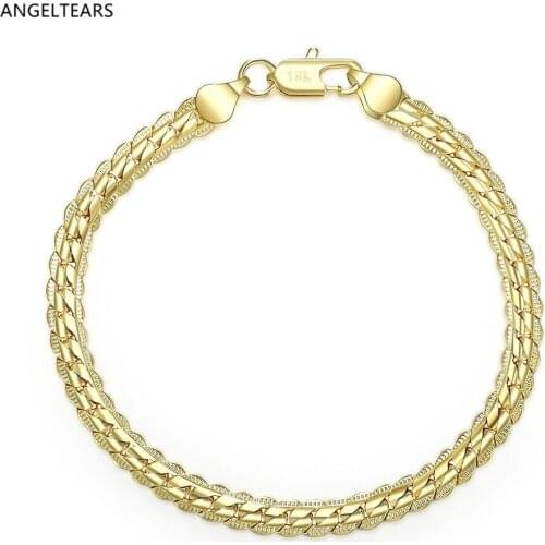 Wholesale Low Price Gold Color 5MM Snake Bracelet & Bangles Length 20CM Fashion Mens Jewelry Party Gifts drop shipping