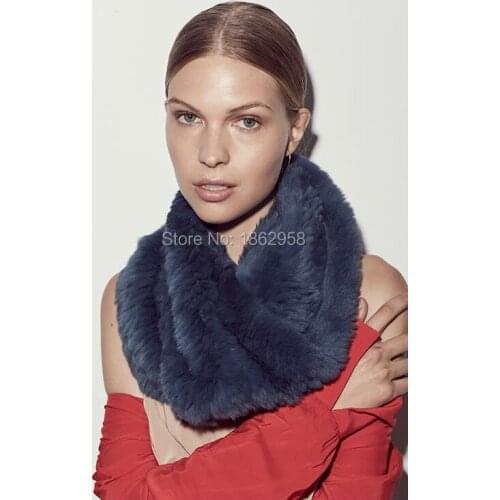 Wholesale~Retail~Customized Free Shipping SJ639 Genuine Hot Sale Cheap Knitted Rex Rabbit Fur Snood Scarf