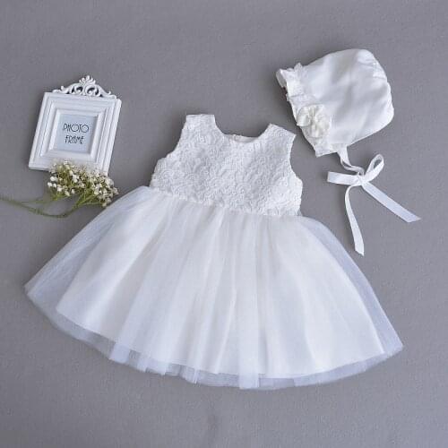 0-2 Year Old Fashion Baby Girl Dresses with Hat Beige Formal Party Wear Vestido 2021 Toddler Baby Girls Clothes RBF174027
