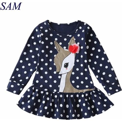 Girls long sleeve dress kids cartoon cute dresses Spring and Autumn dress for children party dot clothes