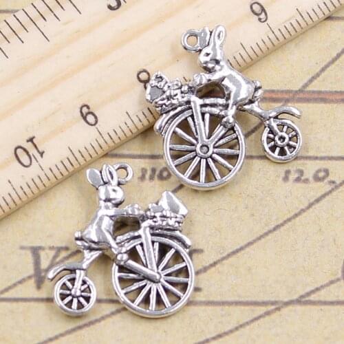 10pcs Charms Rabbit Riding A Bike 23x22mm Tibetan Silver Color Pendants Antique Jewelry Making DIY Handmade Craft