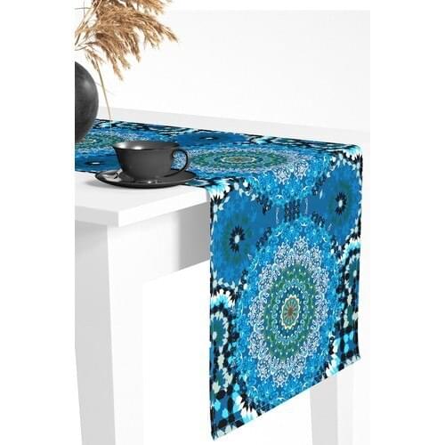 Custom Production Flove Pattern Italian Stitch Runner Light Blue