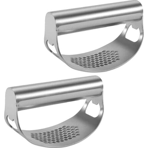 2 Pcs Garlic Press Rocker,Stainless Steel Garlic Mincer Professional Kitchen Gadgets Garlic Chopper,Bottle Opener