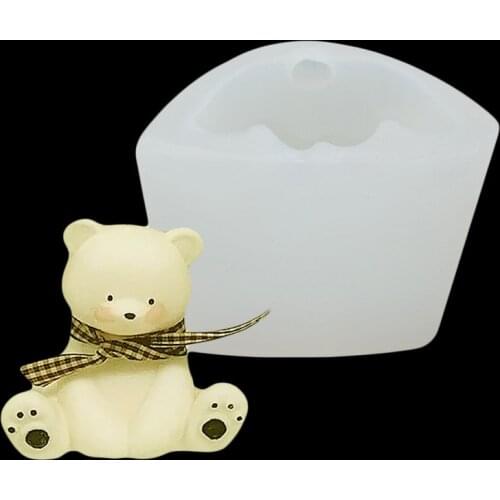 Korean 3D Cute Sitting Stand Hanging Hand Bear Scented Candle Silicone Mold DIY Candle Making Kit Animals Silicone Molds