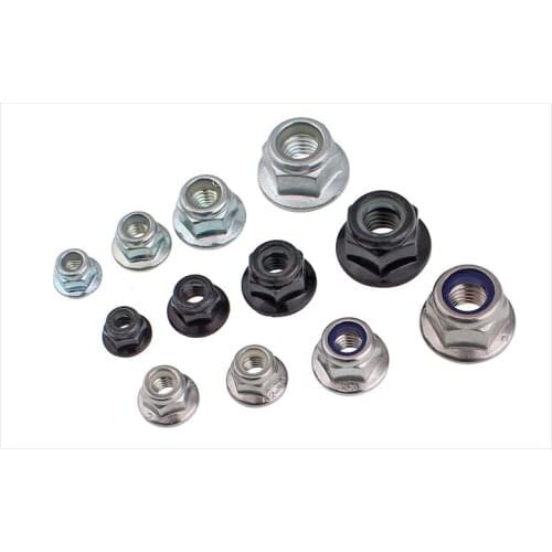 Carbon steel / 304 stainless steel / flange locknut hex nut with pad flange nylon locknut 10Pcs