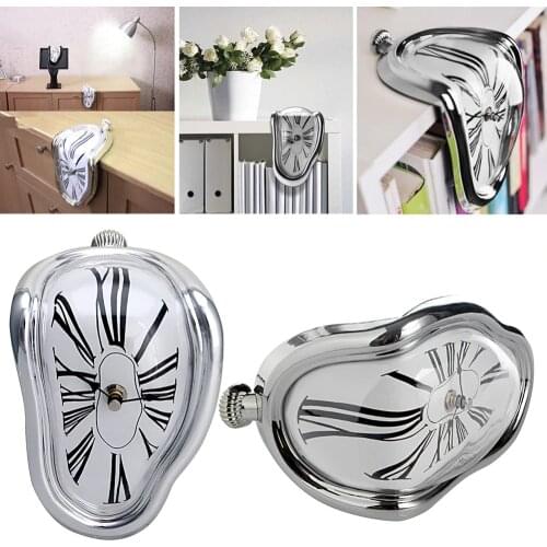 On Sale Creative Shelf Wall Clock Irregular Warp Melting Clock For Family Friends Gift