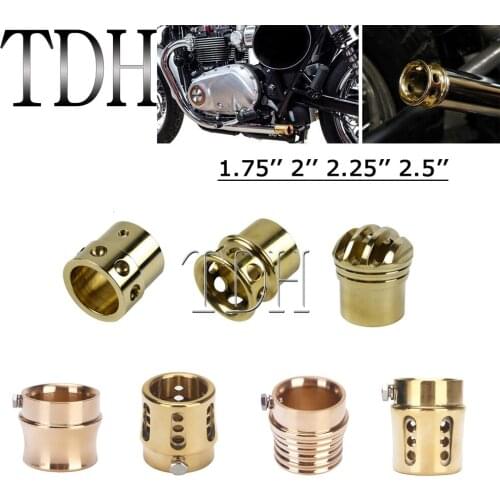 Vintage Brass Motorcycle Drilled Exhaust Pipe Muffler Tail Pipe Tip 1.75'' 2" 2.25" 2.5" Tube For Kawasaki Honda Yamaha Bobber