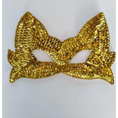 Women Girls Sequin Black Cat Halloween Ball Performance Party Cosplay Mask Black Gold Pink Anime Cosplay