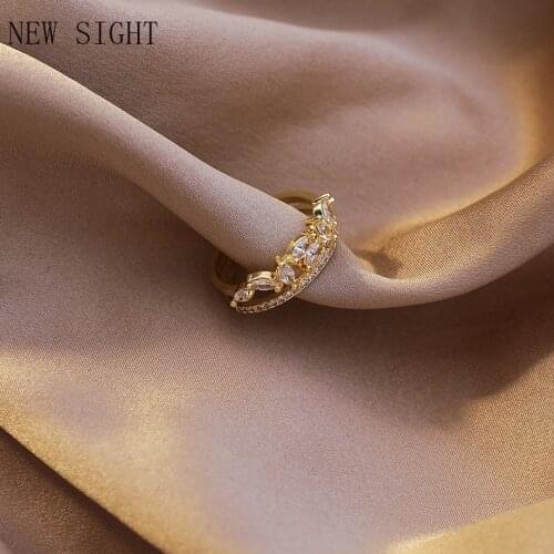 2021 New Arrival 14K Gold Plated Irregular Leaves Adjustable Rings For Women Zircon Wedding Rings