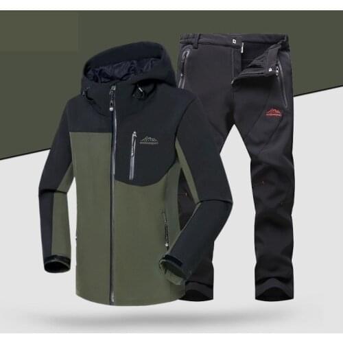 Winter Wasserdicht Angeln Skifahren Warme Softshell Fleece Wandern Outdoor Trekking Camping Jacke Set Hosen