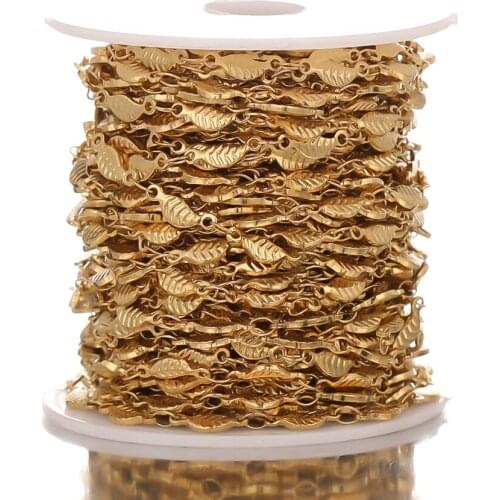 1 Meter Gold Stainless Steel Leaf Fish Shaped Chains Accessories In Bulk for Necklace Bracelet Anklets DIY Gifts Jewelry Making