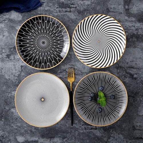 1PC Tableware Phnom Penh Geometry Dinnerware 6 Inch Ceramic Dinner Tray Dish Porcelain Dessert Plate Dinnerware Cake Plate