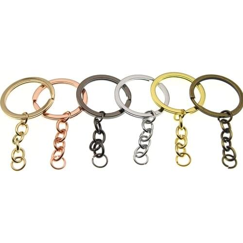 10pcs/lot Key Chain Key Ring Rose Gold Black ColorRound Split Keyrings Keychain Jewelry Making Wholesale