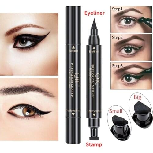 2 In1 Eyeliner Stamp Liquid Eyeliner Pencil Makeup Stamps Seal Pen Stamp Eyeliner Pencil Waterproof Quick Dry Eyeliner