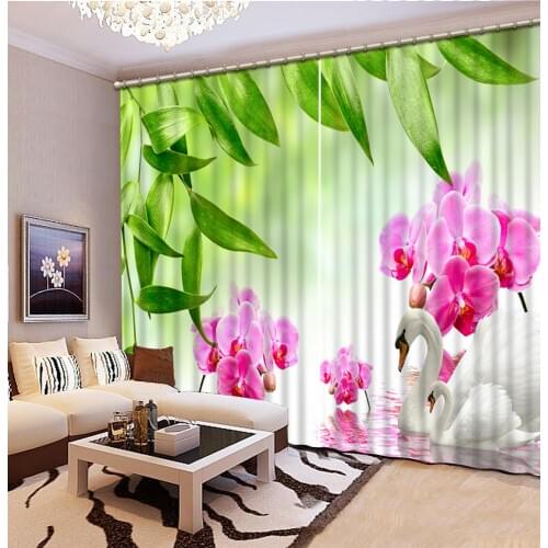 3D Curtain Luxury Blackout Window Curtain Living Room green bamboo curtains for bedroom