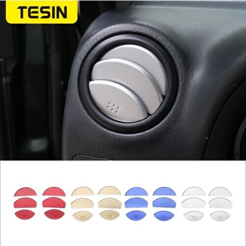 TESIN Aluminium Car Air Conditioning AC Vent Outlet Decoration Cover Ring Stickers for Suzuki Jimny 2007-2017 Car Accessories