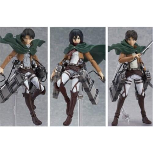 Anime Attack on Titan Levi Rivaille Ackerman 213 Eren Jaeger 207 Mikasa Ackerman Figma 203 PVC Action Figure Model Kids Toy Doll