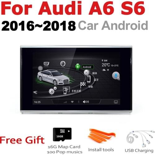 Car Radio 2 din GPS Android Navigation For Audi A6 S6 4G 2016~2018 MMI AUX Stereo multimedia touch screen original style