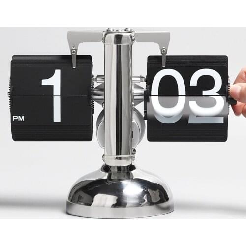 GY Miaoengraved Retro Small Balance Automatic Flip Clock European-Style Living Room Desktop Clock Crafts Single-Leg Clock