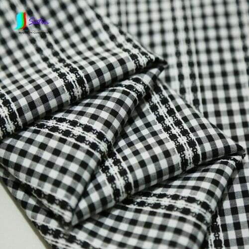 Width 130cm Black White Mesh Openwork Lace Jacquard Embroidery Cotton Fashion Plaid Stripe Fabric For Clothes Accessories Fabric