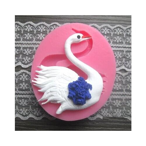 Free shipping beautiful Swan shaped fondant molds wholesale chocolate silicon mold fondant Cake decoration mold