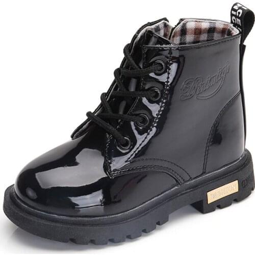 2021 Size 21-36 Children Shoes Waterproof Martin Boots PU Leather Kids Snow Boots Brand Girls Boys Rubber Boots Fashion Sneakers