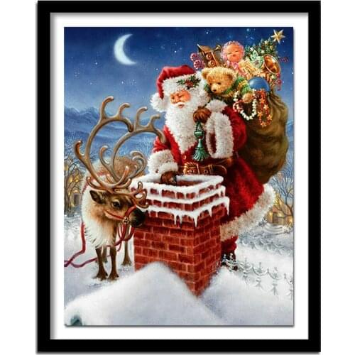 Diy 5D Diamond Painting Santa Claus Gift Cross Stitch Kits Square Drill Full Laid Diamond Embroidery Christmas Home Decora KJ477