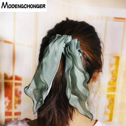 Long Tiara Satin Bow Tie Hair Scrunches Hair Band Ribbon Ponytail Holder Rope Rings For Women Girl Tail Silk Hair Accessories