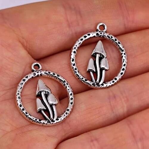 Hzew 5pcs mushroom forest pendant charm moon mushroom jewelry fantasy elves fairy charms woodland for women