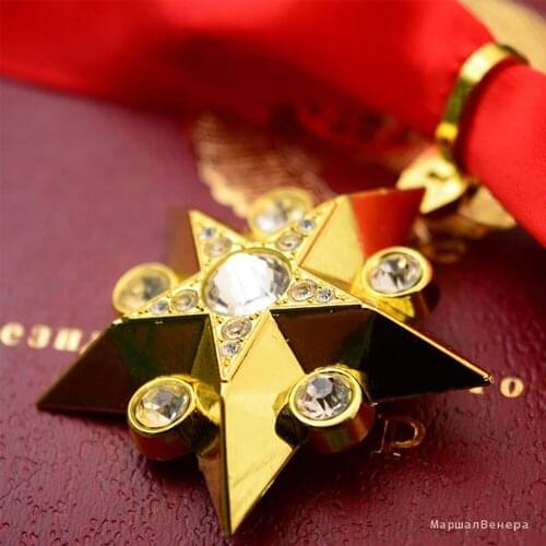 Exquisite Soviet Union Marshal Gold Five Star CCCP Medal USSR General Venus Lenin Ribbon Military Honor Badge Pin Brooch