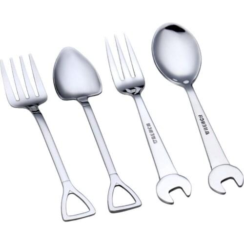 Home Use Stainless Steel Coffee Tea Spoon Shovel/Wrench Shaped Dessert Forks Ice Cream Sugar Teaspoon Bar Home Tools New