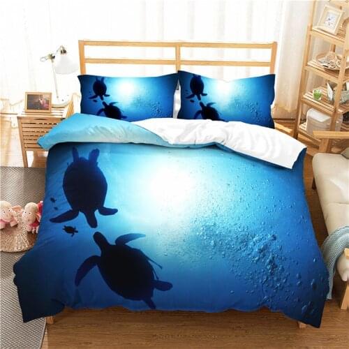 A Bedding Set 3D Printed Duvet Cover Bed Set Sea Turtle Home Textiles for Adults Bedclothes with Pillowcase #HG15