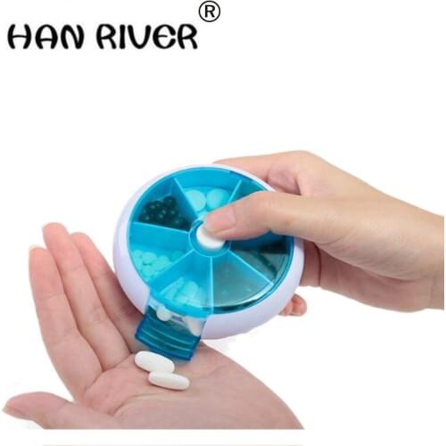 Creative multifunction round seven lattice rotation PCS portable 7, 7 days a week week plastic portable small boxes