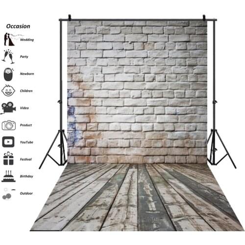 Laeacco Old Brick Backdrops Stone Wall Wooden Floor Birthday Party Baby Portrait Photographic Backgrounds Photocall Photo Studio