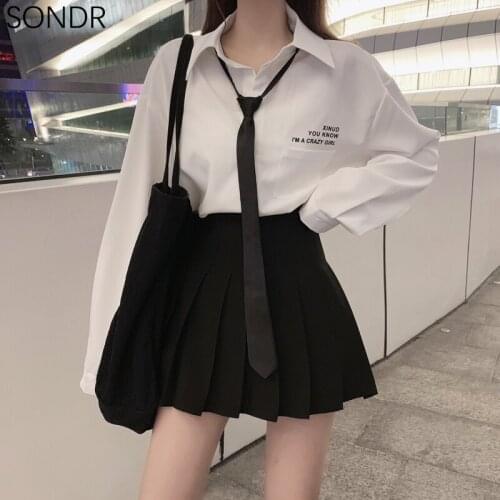 Fashion White Shirt Pleated Skirt Women Korean College Style Spring 2021 New 3 Piece Set Girls All-Match Top Short Skirts Suit