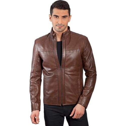 2020 New Real Leather Mens Winter Autumn Black Zipper jacket