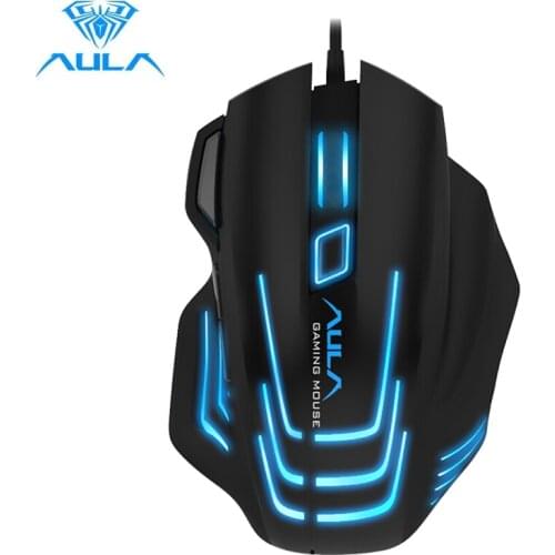 AULA S18 Gaming Mouse RGB lighting Effect Ergonomic design Adjustable DPI USB Wired Rechargeable for Game Office