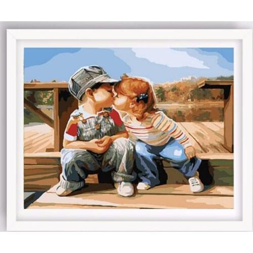 Children love r- Digital Acrylic Paint Kit Oil Painting by Numbers with Frame on Canvas Home Decor Wall Poster Gift TF101