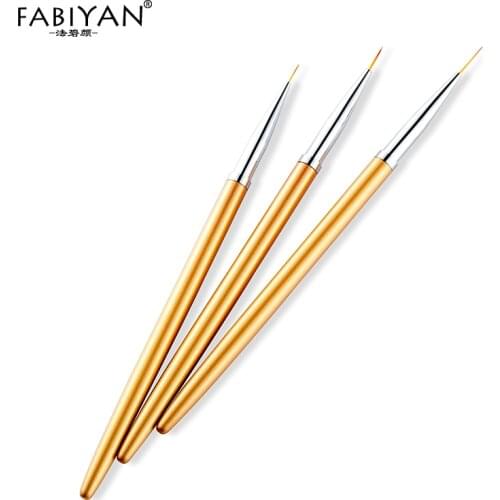 3Pcs Set Nail Art Pen Brush Line Painting Drawing Flower Metal Gold Gel UV Polish Tips 3D Design Manicure Pedicure DIY Tools Kit