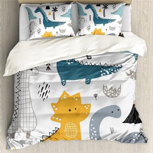 Upetstory Jungle Animals Bedding Duvet Cover Set Cartoon Dinosaur Comforter Cover Pillowcase 3pcs Soft Home Textiles for Kids