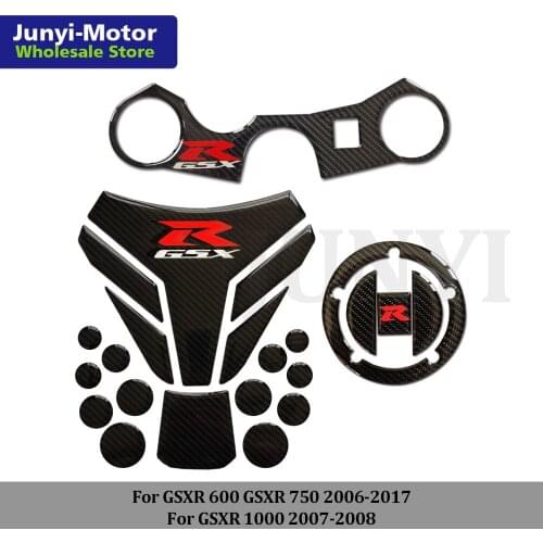 For Suzuki GSXR1000 2007-2008 GSXR750 600 2006-2017 Stickers Tank Cap Cover Pad Triple Tree Top Clamp Sticker Decal Motorcycle