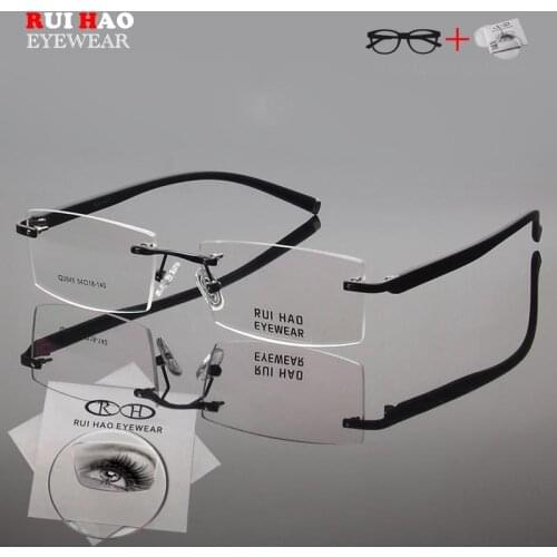 Customize Prescription Glasses Men Women Leisure Myopia Hyperopia Spectacles Rectangle Rimless Eyeglasses Fill Resin Lenses 2645