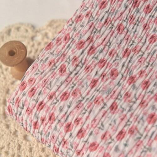 One meter High quality Chiffon tissu Pink floret fold fabric summer dress long dress sunscreen shirt scarf material