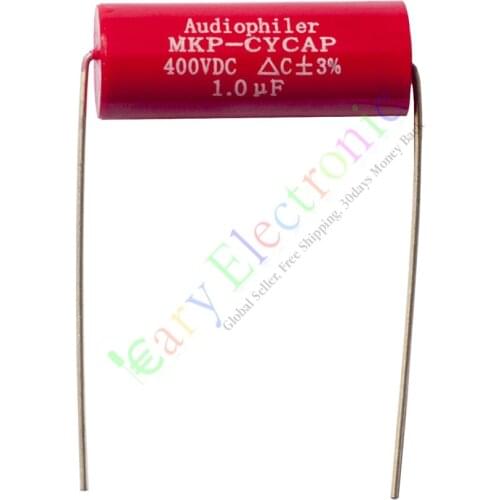 Wholesale and retail 100pc MKP 400V 1uf Red long copper leads Axial Electrolytic Capacitor audio amp free shipping