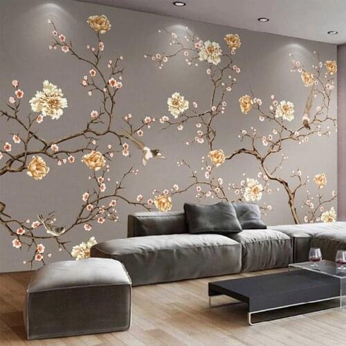Custom 3D Mural Wallpaper Flower and Bird Art Wall Painting Photo Wall Papers Home Decor For Living Room Bedroom Papel De Parede