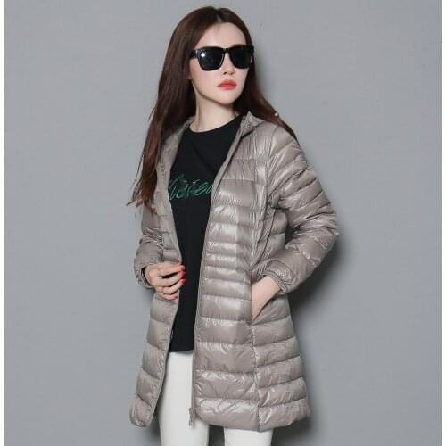 Women Winter Puffy Jackets 2021 New Hood 7XL Plus size Woman Slim White Duck Down Coat Female Portable Fluffy Long Down Coats